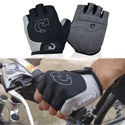 interjunzhan Professional Breathable Men Sports Anti-Slip Half Finger Gloves for Cycling Motorcycle MTB Bike (1Pair) Red L