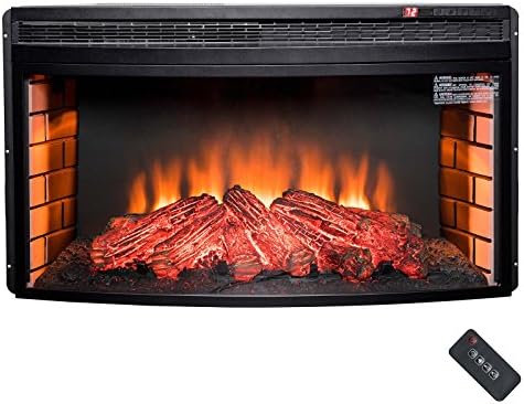 NEW Black,35" Black Freestanding Insert 22 Setting Log Electric Fireplace Heater w/ Remote