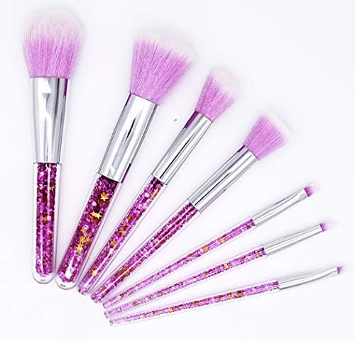 Ranvi 7 PCS Fashion Crystal Glitter Diamond Makeup Brushes Set Foundation Cosmetic Brush Tools with Bag - Purple