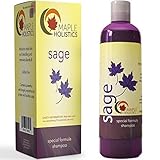 Sage Shampoo for Heavy Dandruff with Jojoba, Argan, and Organic Spikenard - 100% Natural, Sulfate Free Treatment for Men and Women - Antiseptic Formula Removes Dead Skin Cells and Reduces Shedding - Safe for Color Treated Hair
