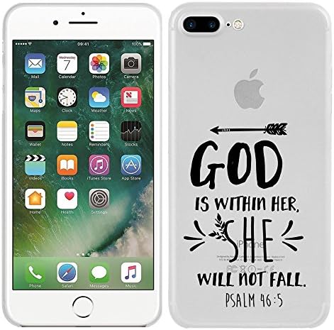 iPhone 7 Plus / iPhone 8 Plus Case - God Is Within Her She Will Not Fall Bible Verse Christian Quote Clear designer Matte TPU case with drop protection-Unique Designer Trendy Case for girls women