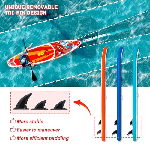 FunWater Inflatable Stand Up Paddle Board - Ultra-Light SUP PaddleBoard Includes ISUP,Adj Paddle,Pump,Backpack,Fins,Leash for Adults