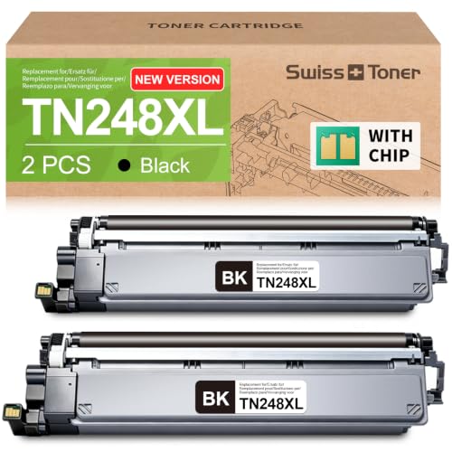 Swiss Toner TN248XL TN248 Toner Compatible with Brother MFC-L3740CDWE MFC-L3760CDW DCP-L3560CDW DCP-L3520CDW HL-L3220CWE HL-L3220CW Toner TN 248XL TN 248 (With Chip, Pack of 2)