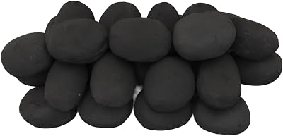 The Stove Wizard Gas Fire Pebbles 30 Large Black Ceramic Heat Resistant 70x50mm