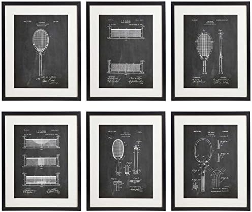 Idiopix Tennis Patent Wall Decor Chalkboard Art Print Set Of 6 Prints Unframed