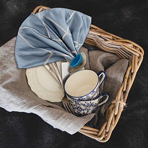 WarmHut Set of 6 Natural Agate Napkin Rings Dining Paper Serviette Rings(Blue) - Thumbnail 7