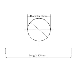 2 PCS 12mm x 800mm (0.472 x 31.5 inches) Vigorous