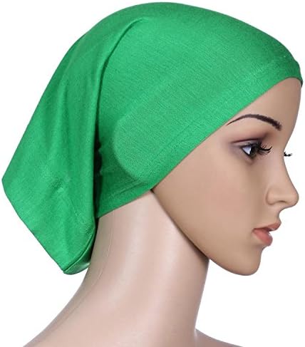 Women Muslim Cotton Headscarf Hijab Bib Chemo Housework Tube Cap (Green)