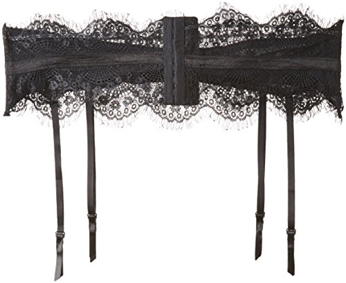 iCollection Women's Plus-Size Eyelash Lace Garter Belt, Black, 1/2X - Thumbnail 2
