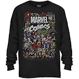 Comics Logo Thor Hulk Iron Man Avengers Spiderman Daredevil Strange Loki Thanos Adult Mens Graphic Long Sleeve Shirt (Black, X-Large)
