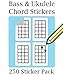 Bass, Ukulele & Mandolin Chord and Tablature Fingering Stickers (250 Pack)
