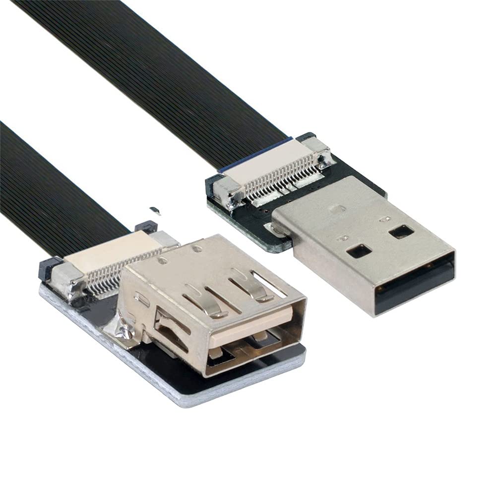 Xiwai 0.5M USB 2.0 Type-A Male to Female Extension Data Flat Slim FPC Cable for FPV & Disk & Scanner & Printer