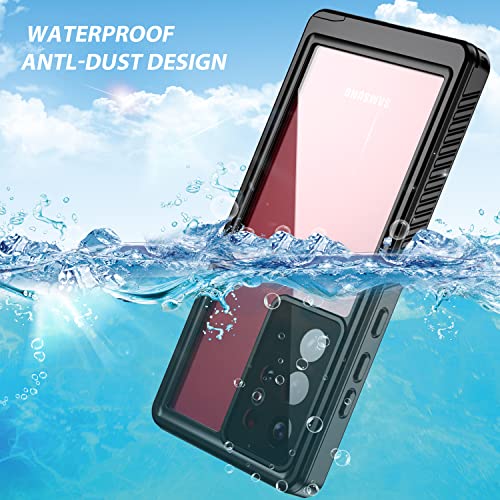 AUGE VALE Samsung Galaxy S22 Ultra Case Waterproof, Built-in Screen Protector, 360° Full Body Heavy Duty Shockproof Clear Rugged Cover for Galaxy S22 Ultra 5G, 2022 Release, 6.8in Black