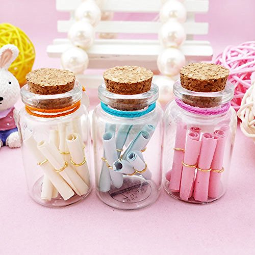 LEFV™ 5ml Small Bottles Transparent Mini Glass Jars with Cork Stoppers Top - Message Weddings Wish Jewelry Pendant Charms Kit Party Favors - Pack of 24