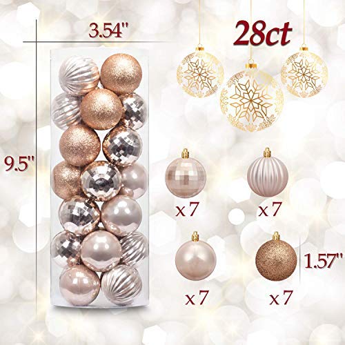 AMS 40mm/28ct Christmas Ball Mini Plating Ornaments Tree Collection for Holiday Parties Decoration (1.57''ï¼ŒChampagne)