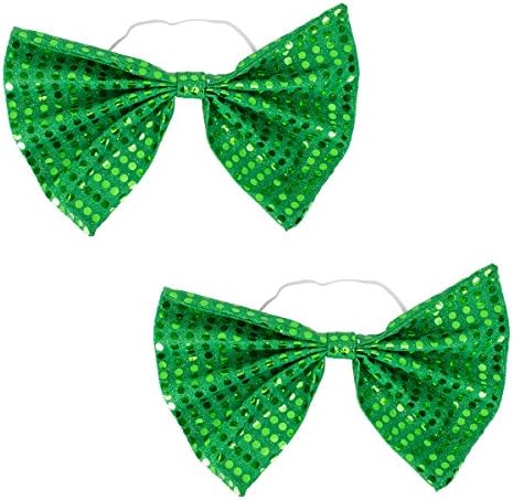 St Patrick's Day Giant Bow Tie - Great for Party Favors, Novelty Wear, Parties, St. Patrick's Day Events - 2 Pack