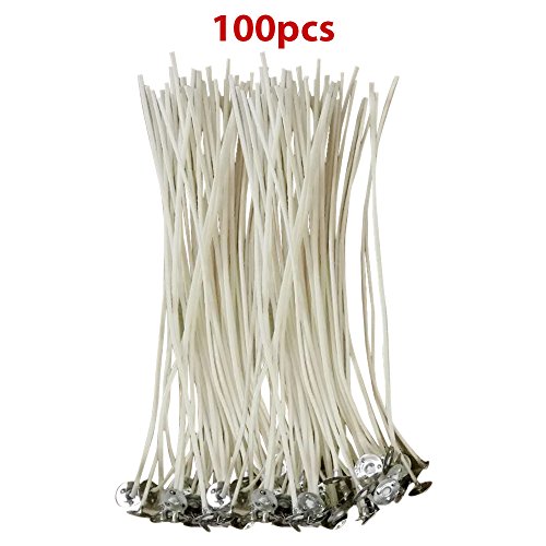 CozYours 6-Inch Low Smoke and Natural Candle Wicks with Tabs, 100-Pieces