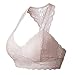 SHAPERX Women's Lace Bralette Unpadded Breathable Sexy Racerback Floral Lace Bras,SZ5509-Pink-M