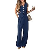 Cicy Bell Women's 2 Piece Outfits V Neck Pants Sets Crop Vest Blazer and Wide Leg Suit