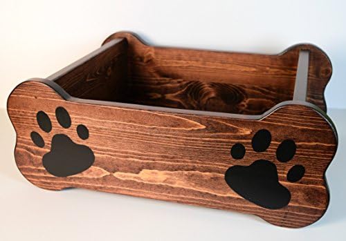 Wood pet toy storage, bone shaped animal bed, puppy kennel, cannine accessory, room decor box, new pet gift, housewarming present, mahogany