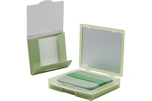 LuckyOpt 200 Oil Blotting Sheets for Face, Portable Oil Control Film with Mirror & Puff Not Destroy Base Makeup Face Oil Absorbing Sheets for Women & Men, Face Oil Control On The Go (Green Tea, 200)