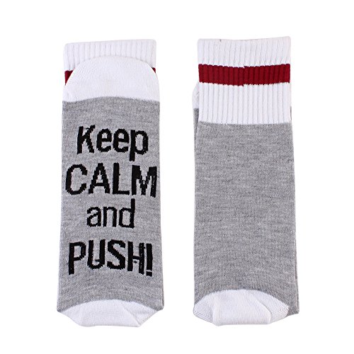 Non-Skid Push Socks,Labor Delivery Hospital Maternity Inspirational Pregnant Push Socks Baby Shower Gift for the Mom to Be (Grey)