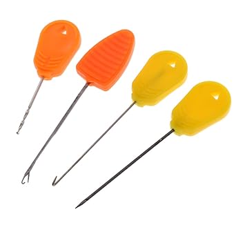 Magideal 4pcs Aiguilles à Bouillette Pêche à La Carpe Cercle Poignée Leurre Appât Aiguille Terminal Hameçon Crochet Multifonction