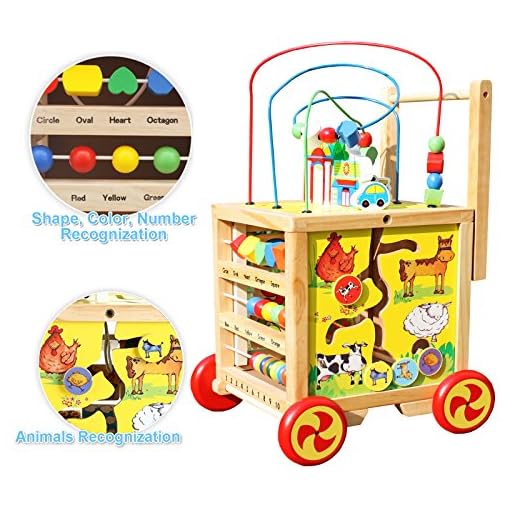 Timy Wooden Learning Bead Maze Cube 5 in 1 Activity Center Educational Toy - Image 4