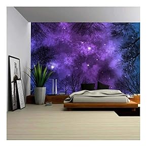 Low Angle View of Colorful Nebula on Starry...