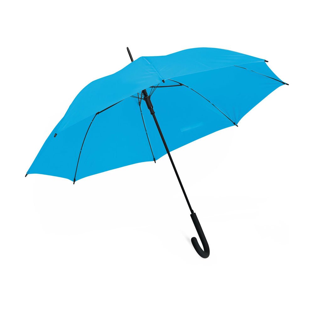 eBuyGB Automatic Windproof Long Umbrella with Black Rubber Crook Handle Walking Rain Stick Umbrella, Umbrella Windproof Strong - Light Blue 41.5 Inch / 105cm Span 87cm Length