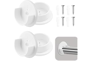 PRETWAD 4pcs Closet Pole Sockets, White Closet Rod Holders Solid Closets Rod Bracket Plastic Closets Rods End Supports Wardrobe Tube Caps with Matching Screws for Home Clothing Store Closet 1.38 Inch Bar