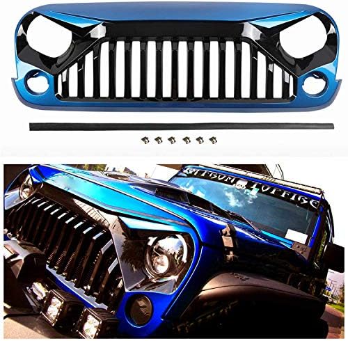 Upgraded Front Grill Grid Grille, Front Hood Bumper Grill Grille Replacement for J-eep Wrangler Rubicon Sahara Sport JK/JKU 2007-2018 2/4 Doors