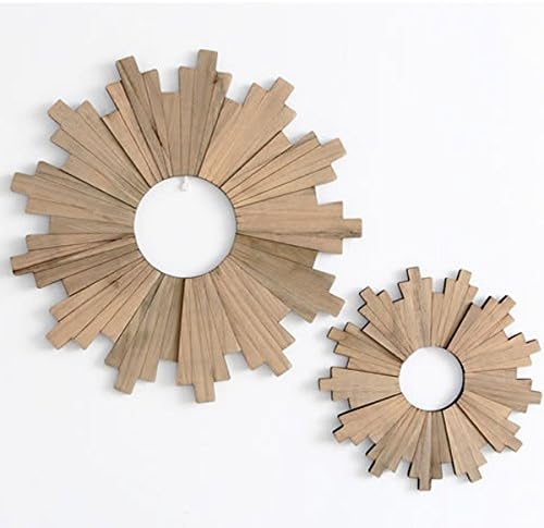 KGTECH Rustic Style Sun Shape Vintage Wooden Plaques for Crafts Home Wall Decorative Wood Trim Ready to Hang (2 Panels)