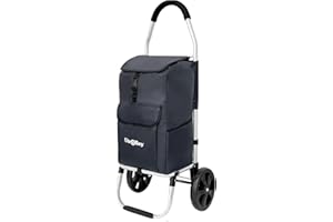 UTROLLEY Ultra-Lightweight Black Foldable Shopping Cart for Groceries Large 42L Capacity Rubber Wheels, Removable Insulated Bag Liner, Durable Aluminum Frame, Multi-Function Personal Hand Truck