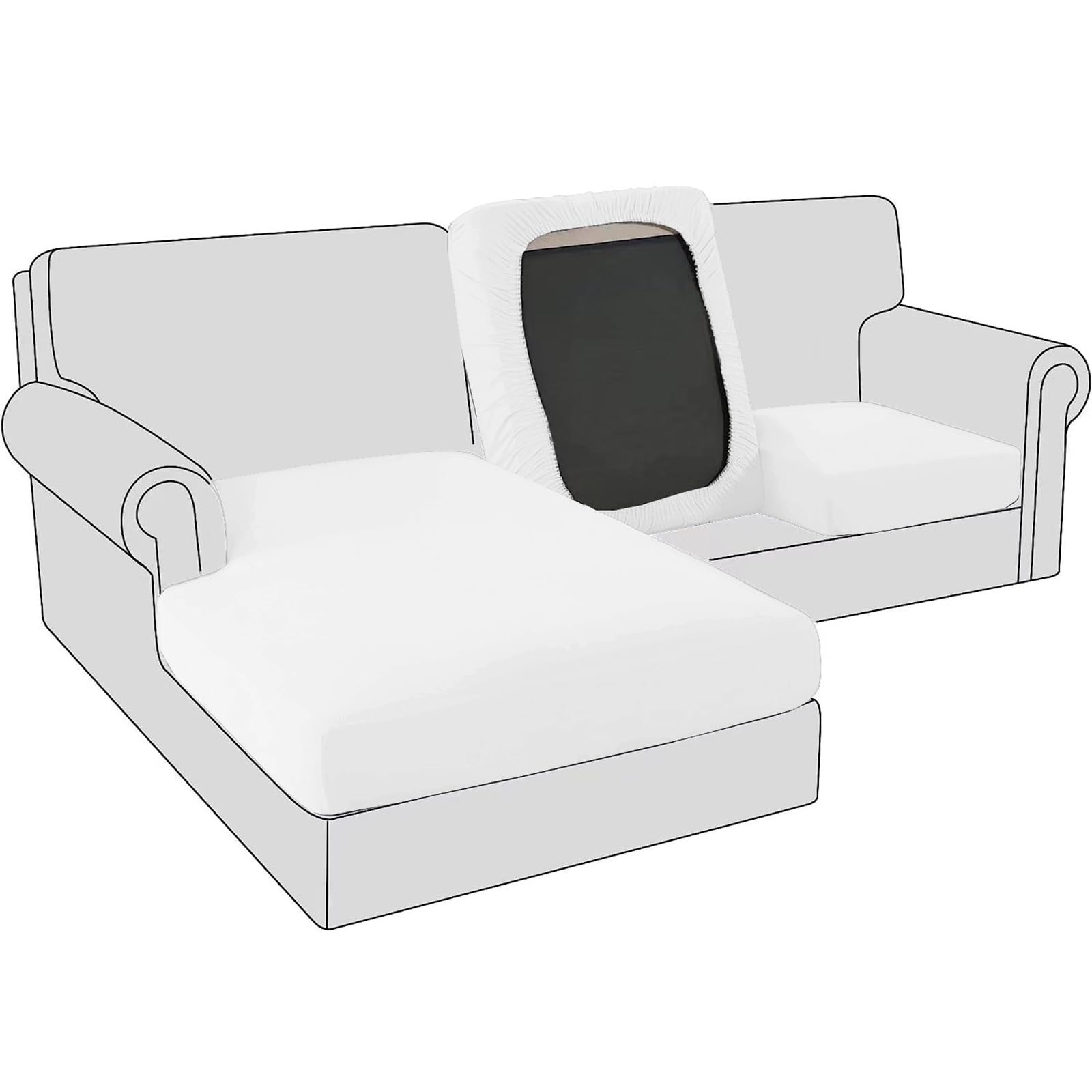 BXFUL Sofa Seat Cushion Covers, Stretch Velvet Sofa Cushion Slipcovers, Couch Cushion Covers Replacement for Individual Cushion with Elastic Fabric (1-Seater,White)