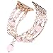 TOMAZON Bracelet Bands Compatible for Apple Watch 42mm 44mm 45mm iWatch Series SE 7 6 5 4 3 2 1, Fashion Handmade Elastic Dressy Crystal Pearl Wristbands for Women, Pink