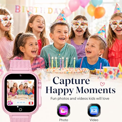 iCHOMKE Kids Smart Watch, Girls Boys Smartwatch with 26 Games Camera Video Recorder Player,Pedometer,Birthday Christmas Learning Toys Gifts For 4-10 Years Children (Pink)