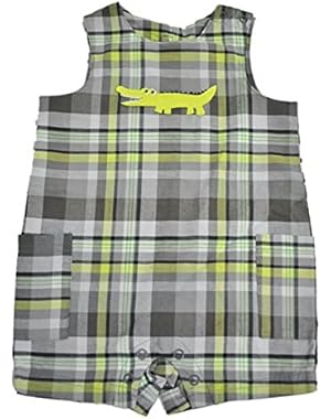 Carter's Grey Plaid Alligator Romper 9 Months