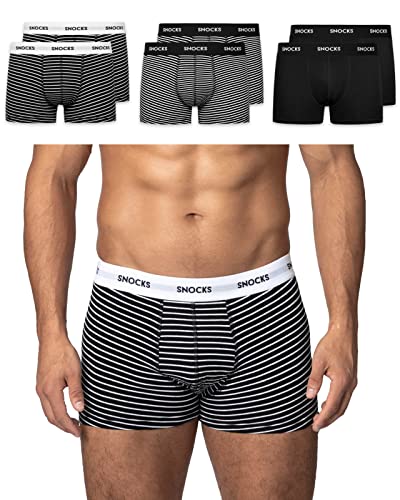 Snocks Pack of 6 Organic Cotton Boxers – Ultra Soft Underwear – Men's Boxer Shorts Without Annoying Tag – Men's Boxer Pack Sizes XS-XXL