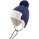 Winter Kids Beanie Hat Baby Knitted Hats Fleece Earflap Beanie Windproof Warm Toddler Beanies Boys Girls 0-8 Years