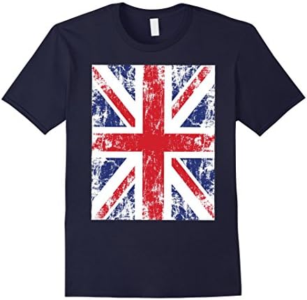 Men's Union Jack Vintage British Flag T-Shirt Flag Shirts Large Navy