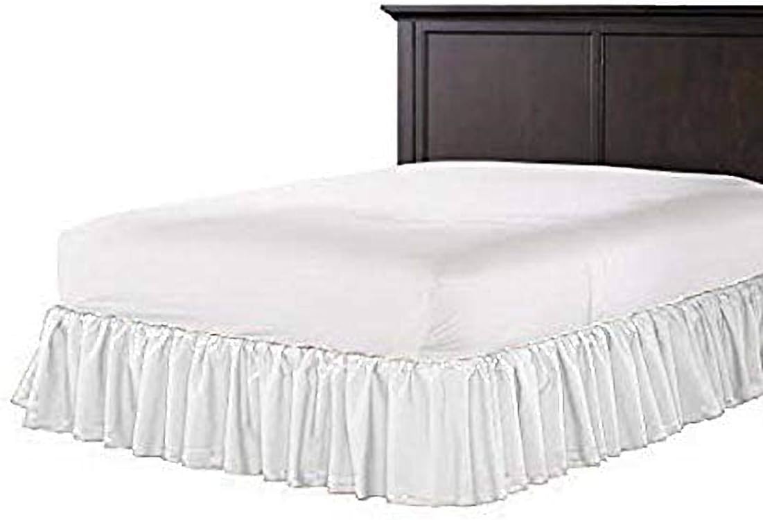 US Comfort Zone Dust Ruffle Bed Skirt Emperor Size 36 Inch Drop Luxurious Hotel Collection 600 Thread Count 100% Egyptian Cotton Hypoallergenic DecorativeWhite Solid