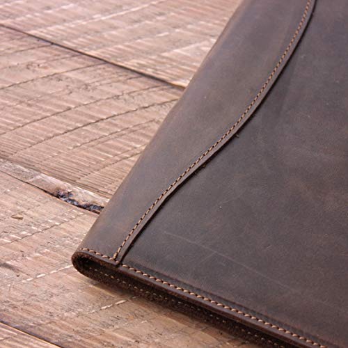 Pegai Personalized Leather Portfolio/Legal Padfolio, Distressed Leather Pad Folio - Marshall | Chestnut
