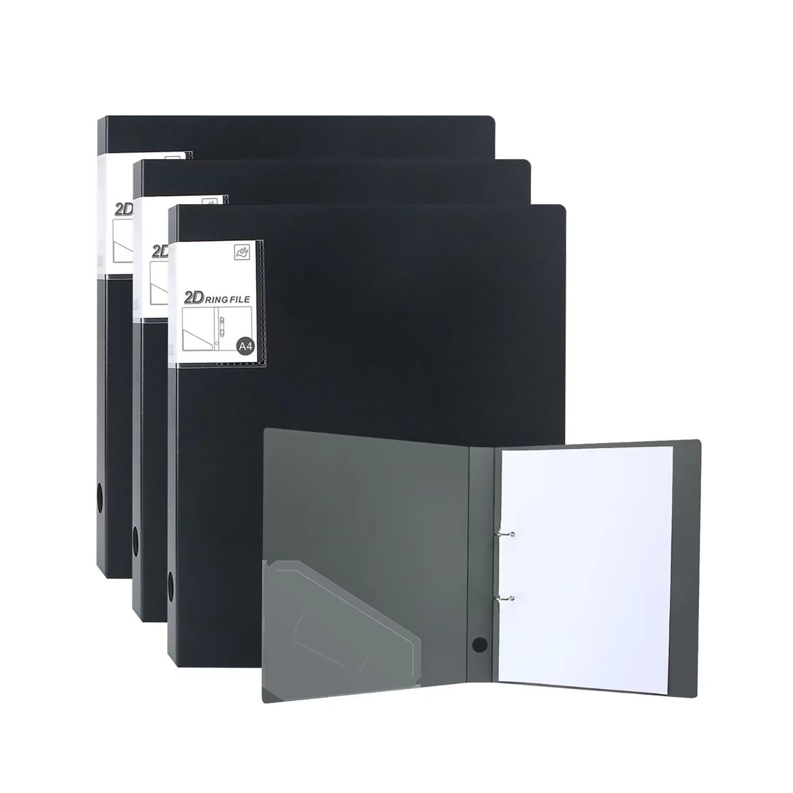 URbantin Ring Binder A4,4 Pack A4 Ring Binders 2 Ring,2D-Rings, 35 mm Spine,Black