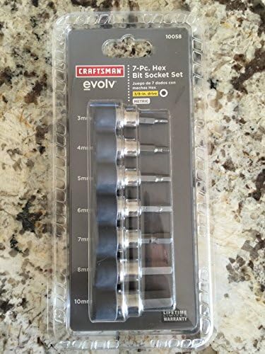 NEW CRAFTSMAN EVOLV CHROME (7) PC 3/8'' Drive TORQUE HEX Socket BIT Set-METRIC