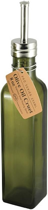 Grant Howard Pro Series Olive Oil Glass Cruet, 8 oz, Green and Silver: Kitchen & Dining