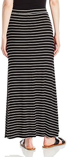 spyman Fashion Women's Side Slit Maxi Skirt, Stripe, XS