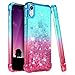 Ruky for XR Case, Gradient Quicksand Series Glitter Bling Flowing Liquid Floating TPU Bumper Cushion Reinforced Corners Women Case for XR 6.1 inches (2018) (Teal Pink)