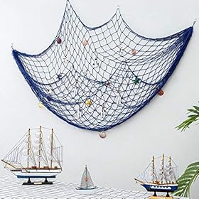 band Decorative Fishing Net Wall Decor with Seashells Nautical Style Wall Hangings Ornaments Mediterranean Style… 51ry9keCB5L