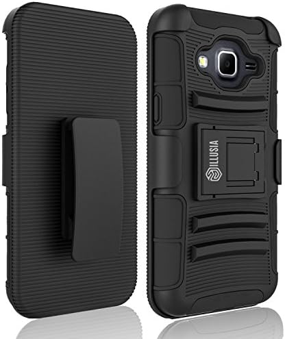 Samsung Galaxy J7 Case Cover - ILLUSIA Tough Rugged Dual Layer Protective Case with Kickstand for Samsung Galaxy J7 (2016) (Armor Black)